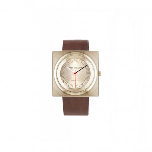 Block Watch Brass Leather